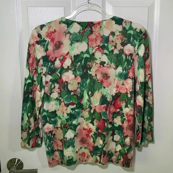 Talbots floral print cardigan size Medium petite - Picture 4 of 6